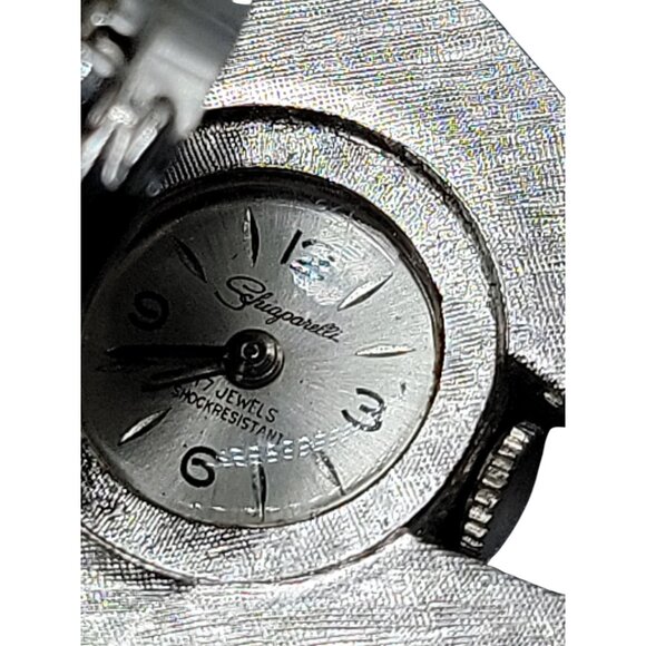 Schiaparelli Ladies Pendant Watch Vintage Rhinestone Cluster Top Silver Tone main image 10